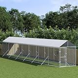 BARULUOAKLIFE Outdoor Dog Kennel Large Galvanized Steel Frame with Polyethylene Roof, 4-Piece Heavy-Duty Weatherproof Enclosure for Secure Pet Housing and Spacious Animal Shelter