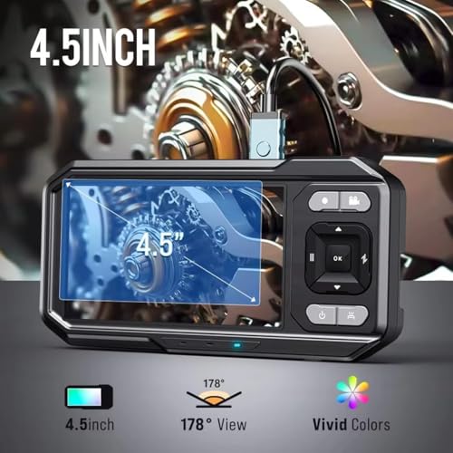 Image of ETZIN Borescope Camera,1080P HD Dual Lens Endoscope with 8 Adjustable Lights 360 Rotatable Pipe Camera, 4.3 inch IPS Screen IP67 Waterproof, Semi-Rigid Cable with 16FT, 2000mAh EPL-1340IM