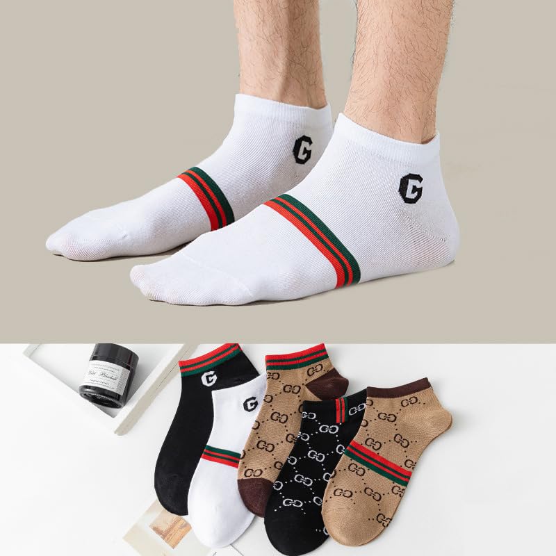 5Pcs Fashionable Ankle Socks for Men & Women, Stylish Casual Socks in Trendy Patterns, Comfortable & Durable, One Size3