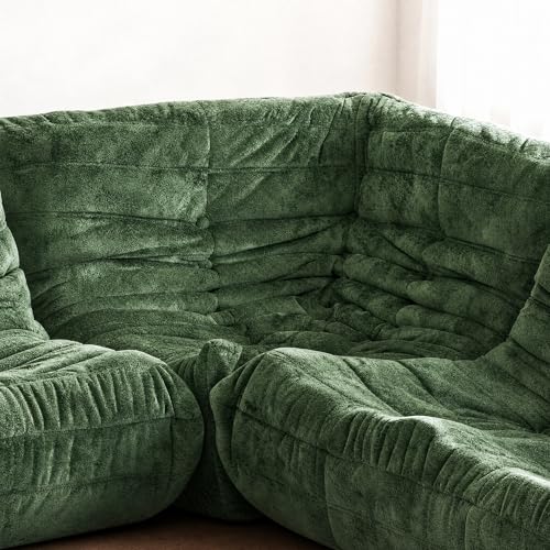 Image of Bean Bag Chair, Memory Foam Bean Bag Chairs for Adults, Fireside Corner Chair Lazy Floor Corner Sofa for Living Room, Bedroom, Dorm, Office(Green)