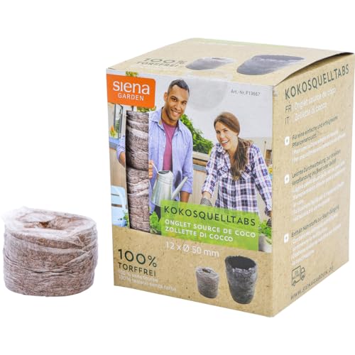 Preisvergleich Produktbild Siena Garden 12 Kokosquelltöpfe mit Netz Ø 50 mm im Verkaufskarton