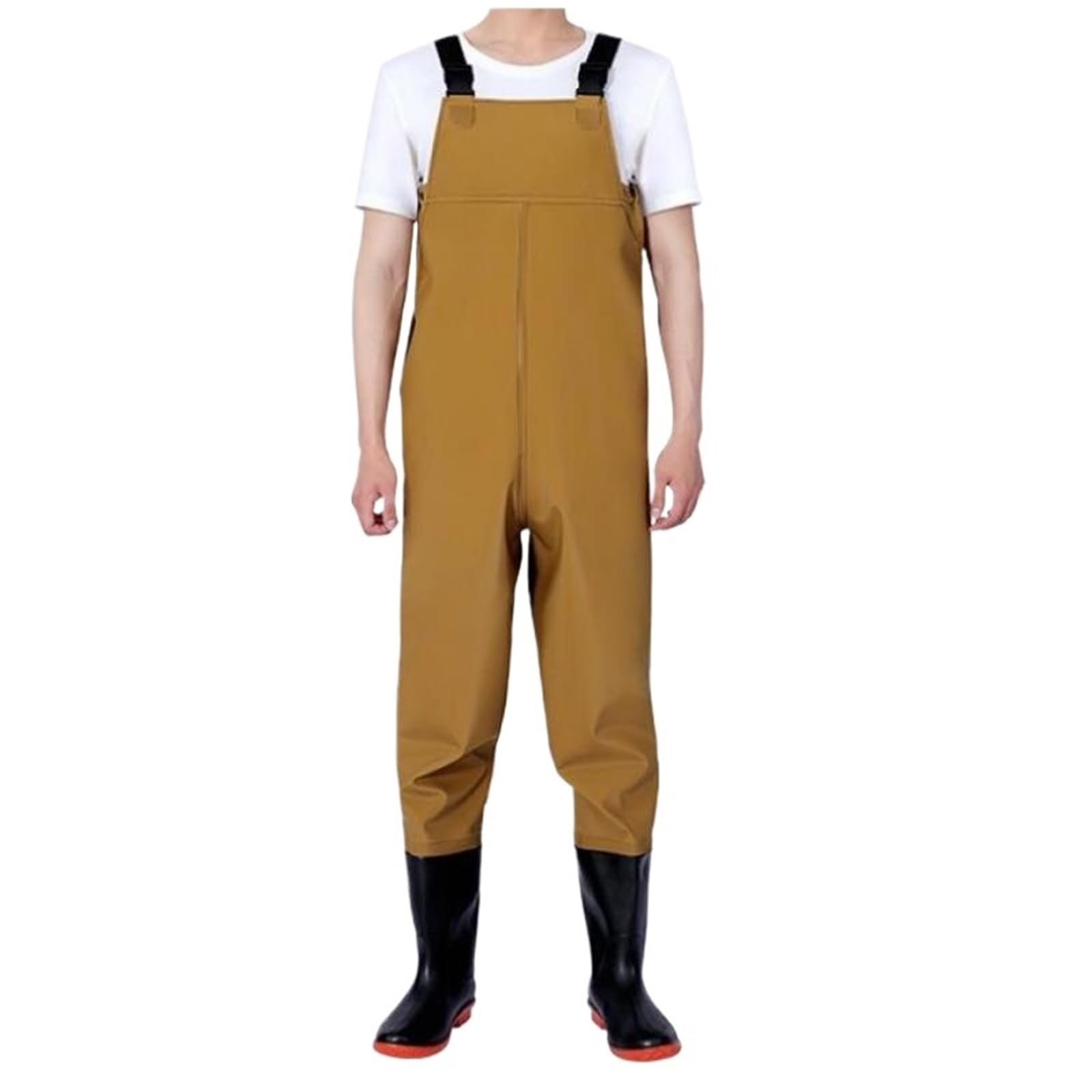 Pantalon de pêche en PVC avec Bottes, épais et imperméable, pour Homme et Femme, léger, pour la Chasse et Le Travail dans Le fumier (Jaune 37)