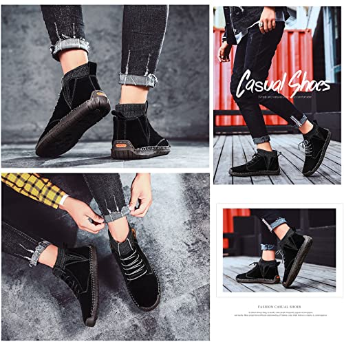 Winter Shoes Casual high-top Ankle Boots Men's lace-up Shoes, Handmade Suede Boots, Casual Sneakers Non-Slip Breathable high Boots Socks Shoes Men4