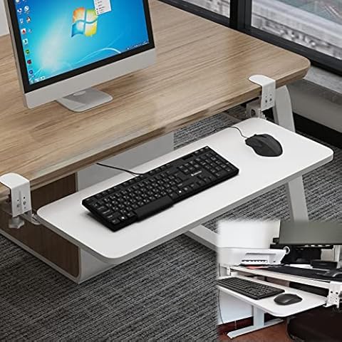 Keyboard Drawers 52 65 75cm Clamp On Keyboard Tray Platforms Under Desk Drawer For Keyboard And Mouse, Under Desk Slide Sliding Pull-Out Tray Ergonomic Workstation ( Color : White , Size : 520x250mm ) Cover