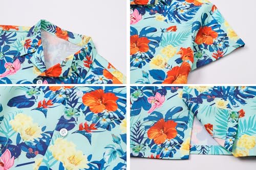 Image of SANGTREE Girls & Women's Hawaiian Shirts Button Down Short Sleeve Floral Tropical Shirt Beach Vacation Blouse Tops