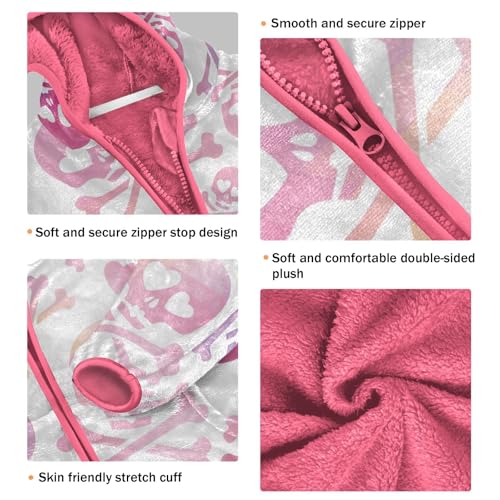 OTVEE Valentine Pink Purple Skulls Kids Hoodie Jacket Fall Spring Full Zip Warm Outwear Coat3