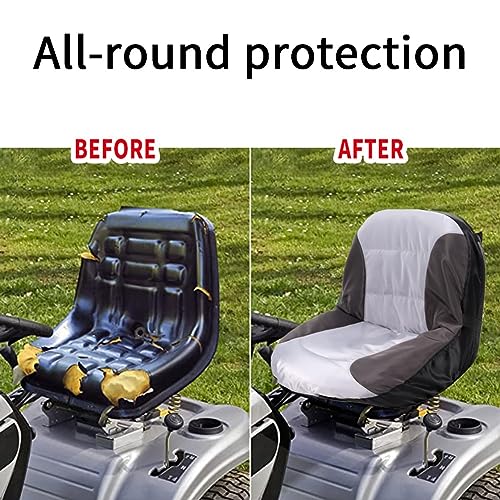 Lizusidtsy Universal Riding Lawn Mower Tractor Seats Cover Padded Comfort Pad Storage Pouch Lawn Mower Replacement Parts Black+Gray
