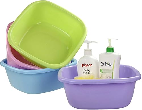 Miniatura 2 de Ponpong 12 cuartos de galón de plástico cuadrado plato de la cacerola del lavabo, paquete de 4