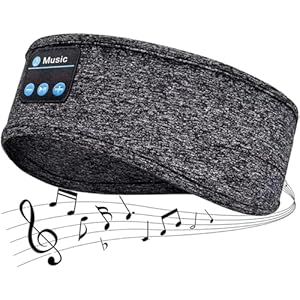 WESEN Sleep Headphones, Soft Headband Head earphones for Sleeping and Sport, Wireless Headphone with Stereo Speaker, Bluetooth Music Headphone with Microphone for Dad/Mom/Her/Him/Travel/Running (Grey)