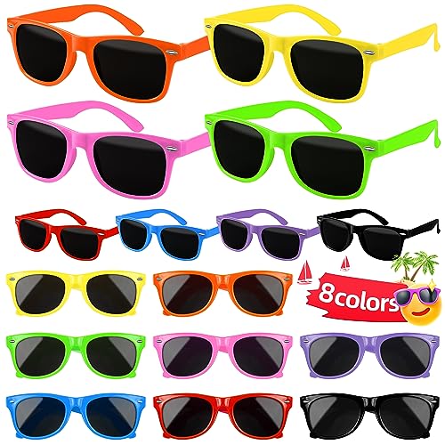 8 Pack Kids Sunglasses Party Favors Bulk, Neon Sunglasses with UV400 Protection for Gilrs Boys Kids Age 3-5 4-8 for Summer Pool Beach Party Favors Birthday Gifts Goody Bag Fillers