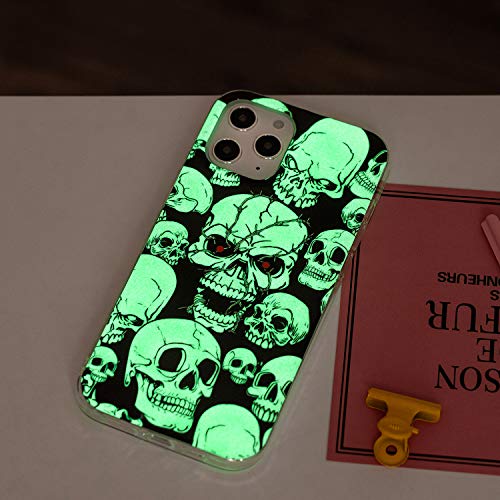 Luvi For Iphone 12/Iphone 12 Pro Case Glow In The Dark Skull Noctilucent Darkness Fluorescent Protective Cover Clear Ultra Thin Slim Tpu Rubber Silicone Case For Iphone 12/12 Pro 6.1 Inch #TOP3