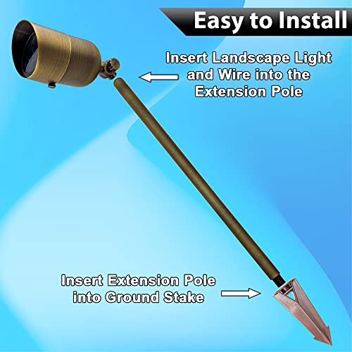 Landscape Lighting Extension Pole - Brass Landscape Lighting Extension Riser To Make Spotlights And Pathway Outdoor Lights For Yard Taller, Lamp Extension Rod For Landscape Accent Lights (12") #TOP4