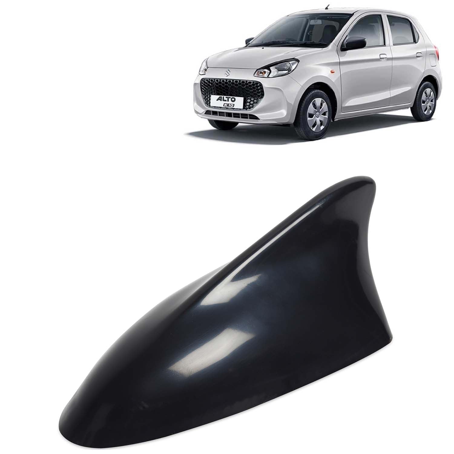 KINGSWAY Accessories Shark Fin Car Antenna Universal Size and Compatible with Maruti Suzuki Alto K10 Year 2022 to 2023, Car Radio FM AM, DIY Easy Replacement Original Car Antenna, 1 Piece, Black Color