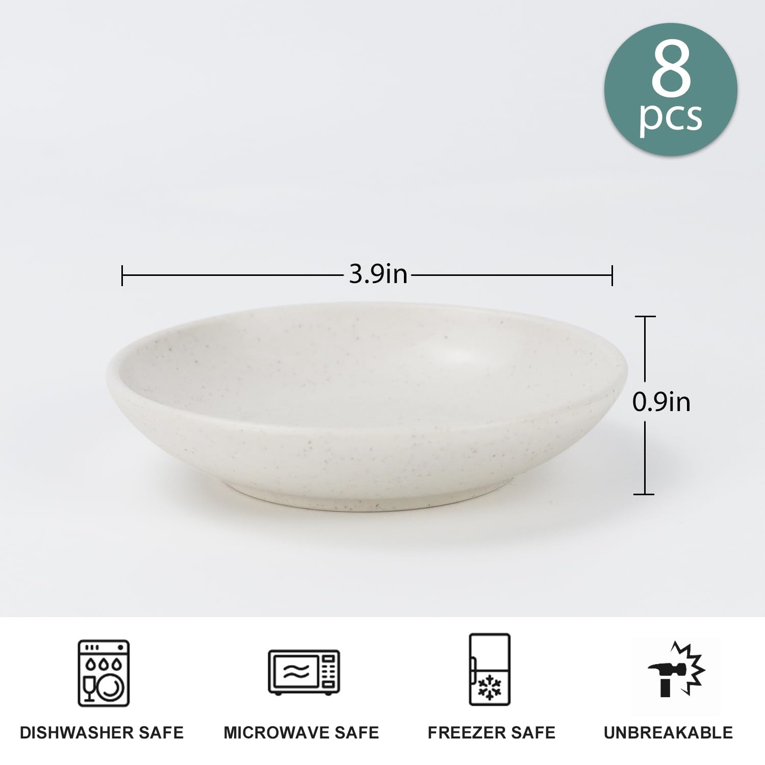 Wrova soy sauce plates 4 inch set of 8, soy sauce dish 1.5oz for side dishes dishwasher safe, unbreakable plastic sauce dish for sushi,dishes,sauce,condiment...White