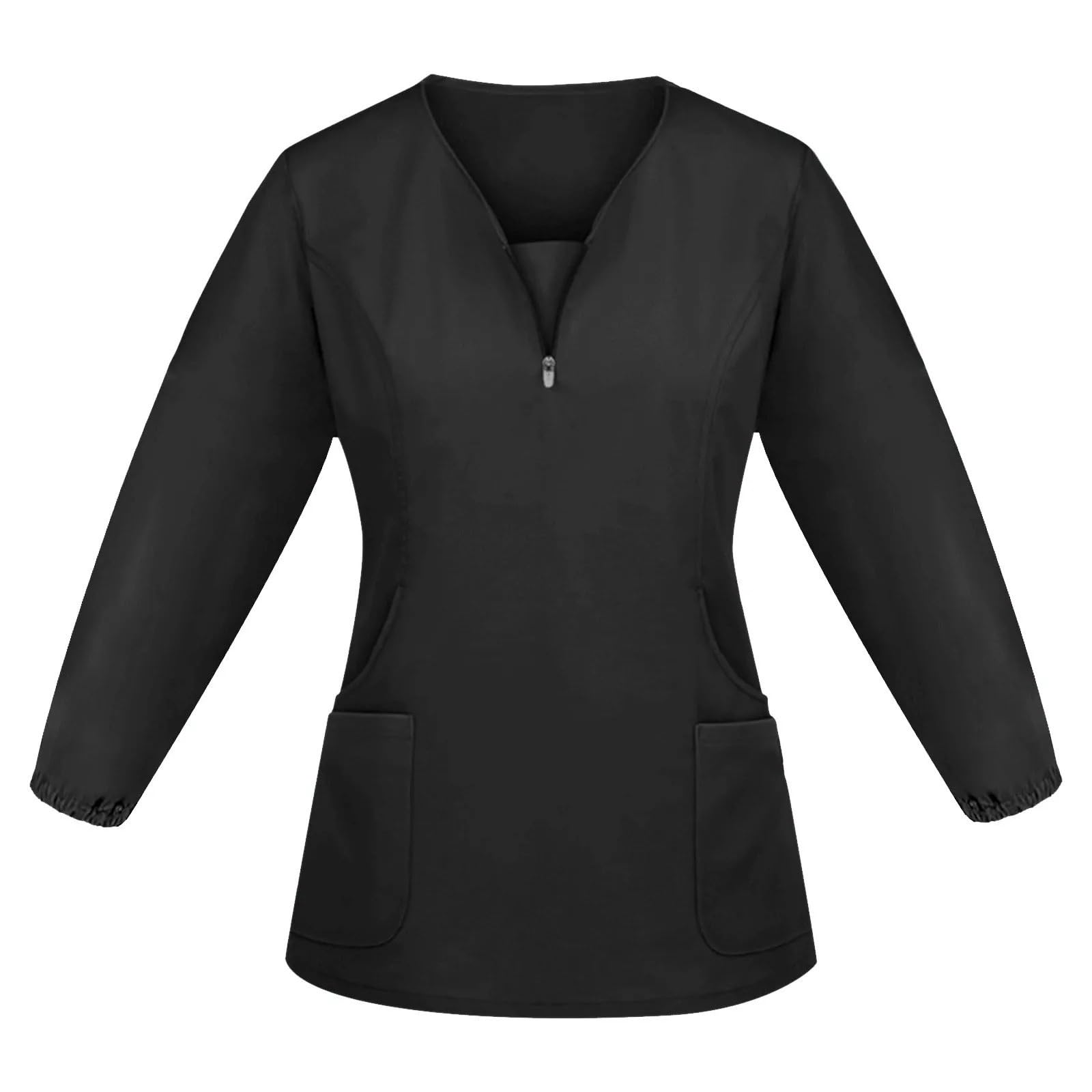 Uniformes Sanitarios Mujer Top médico de Manga Larga for Mujer, Uniforme Trabajo Invierno y otoño for Enfermeras cirujanos, Blusa Enfermera con Cuello en V
