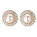 Yoursfs Ivory Pearl Clip On Earrings For Women 18k Gold Plated Flower Wedding Fashion Jewelry CZ Dainty Earring