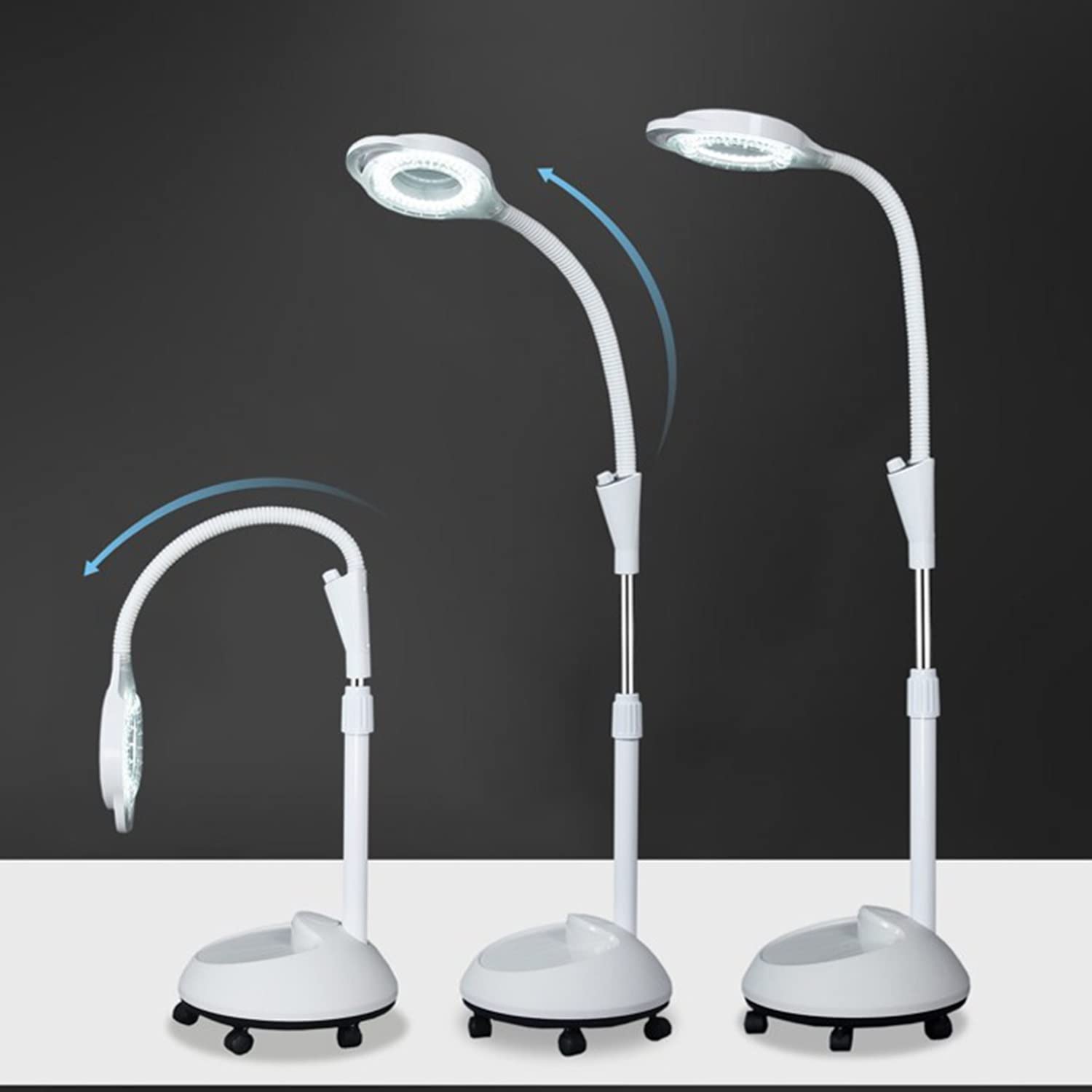8X Lente d'ingrandimento di bellezza Lampada da terra verticale Lampada da trucco per tatuaggi Lampada LED regolabile Salone di rotolamento SPA Beauty Makeup Skincare Light Strumento di ingrandimento