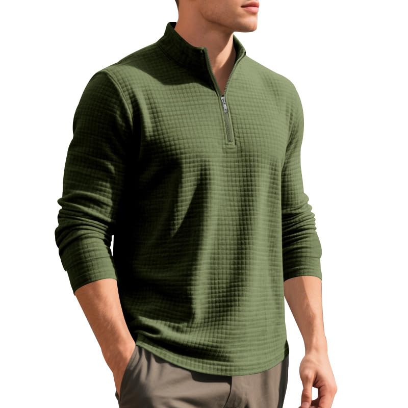 Men's Casual Pullover Hoodies Quarter Zip Long Sleeve Hooded Sweatshirts Regular Fit Stand Collar Zipper Sweaters2