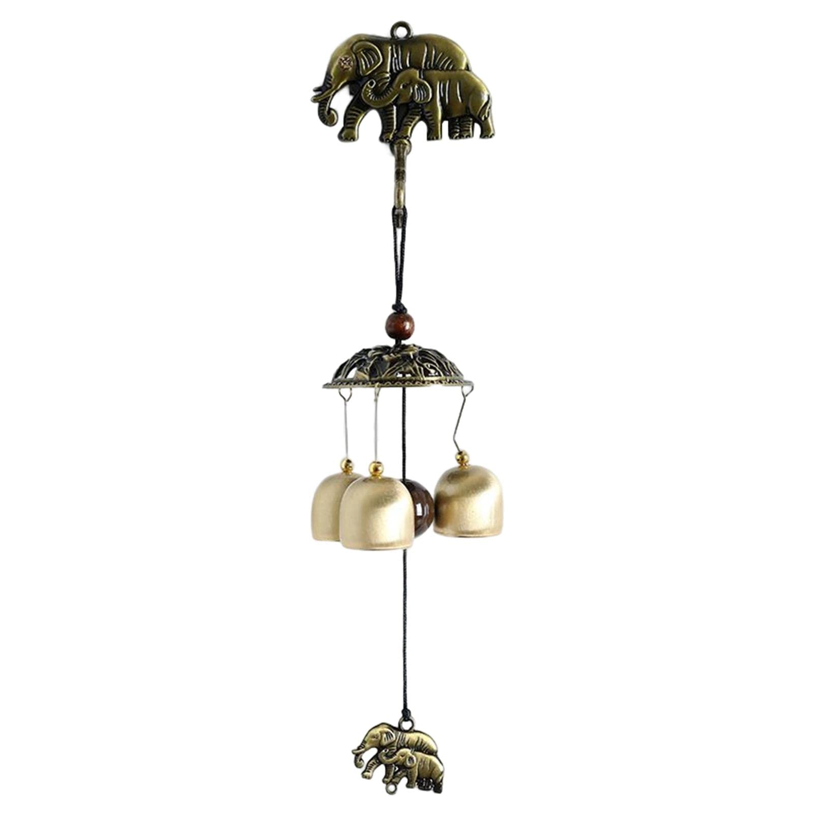 Retro Wind Chimes Wall Hanging Manual Door Bell for Room Garden Decoration Doubleelephant Style | Yard, Garden & Outdoor Living | Garden Decor | Wind Chimes-image-37