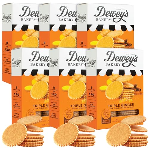 Image of Dewey's Bakery Triple Ginger Moravian Cookie Thins, 6 Pack, 9 oz, Crispy