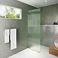Glass Warehouse 36" x 78" Frameless Shower Door - Single Fixed Panel Fluted Frosted Brushed Nickel Nickel Finish
