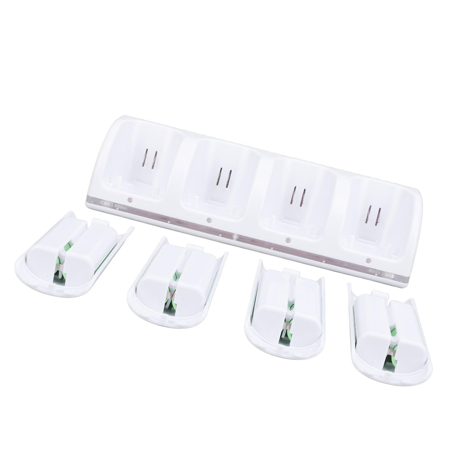 Cargador Remoto Wii, estación de Carga de Control Remoto para Wii con 4 Paquetes de baterías Recargables de 2800 mAh, baterías Recargables ABS para Wii, Control Remoto no Incluido (White)