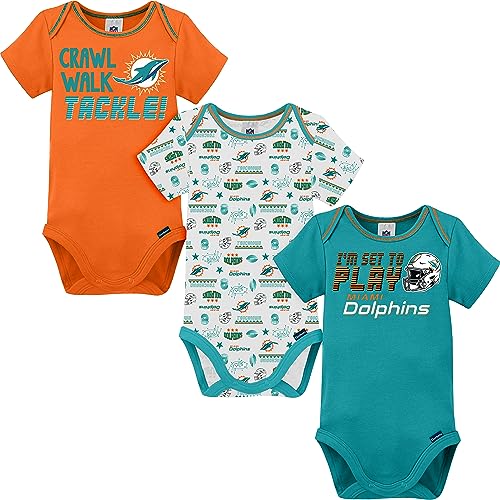 Image of Gerber Baby NFL Team 3 Pack Short Sleeve Onesie Bodysuit