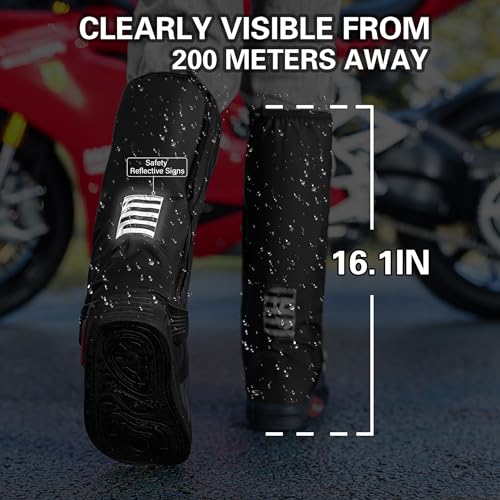 Image of iCreek Waterproof Shoe Covers Reflective Rain Boot Foldable Non-Slip Protective Overshoes for Rainy Day, Hiking, Outdoor