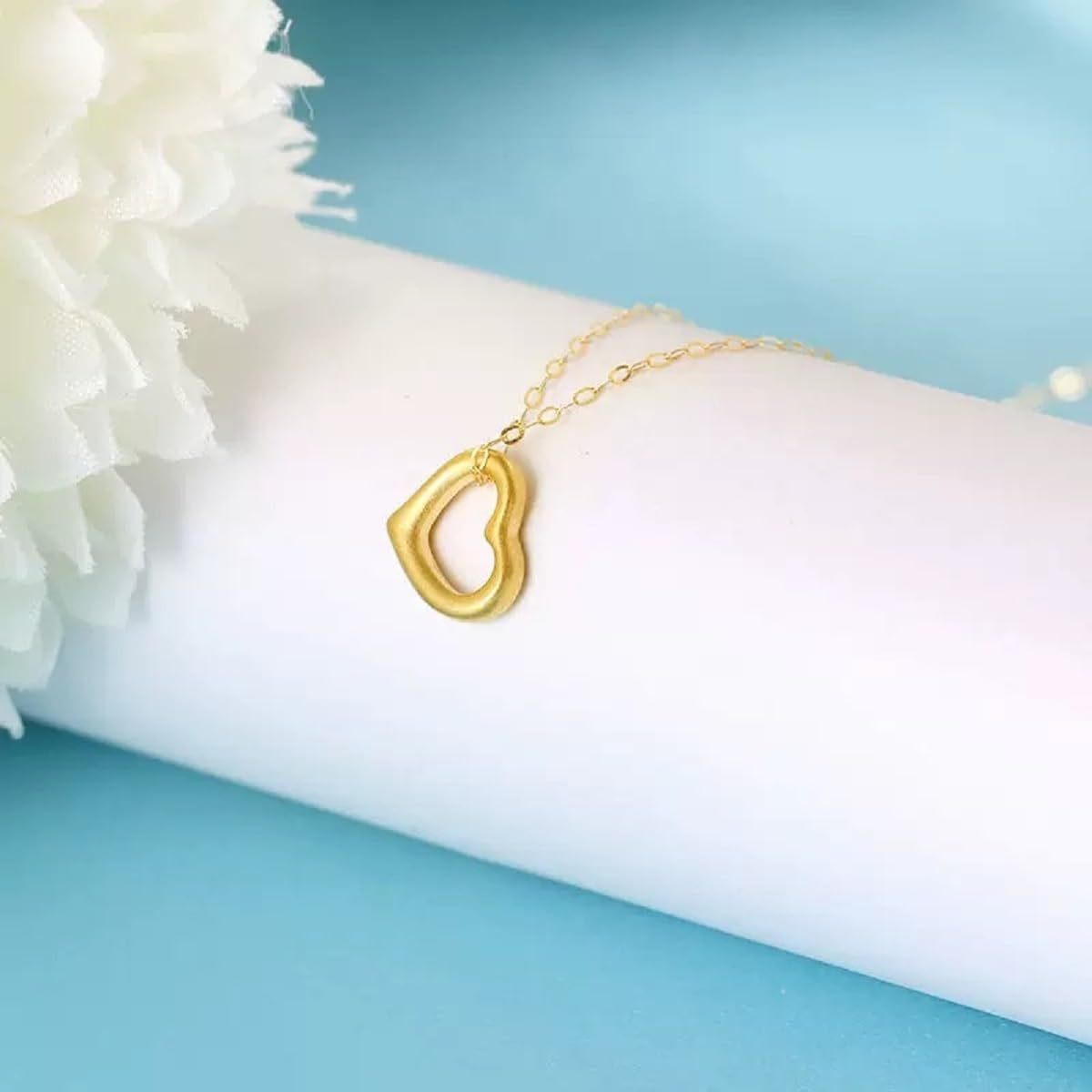 Sterling Silver Open Heart Pendant for Women Floating Heart Necklace I Love You Necklace Simple Heart Jewelry - Image 6