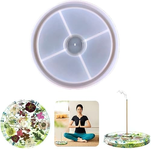 Miniatura 6 de Bandeja redonda de incienso molde de silicona de gel de cristal epoxi redondo de resina de luna molde de almacenamiento de herramientas de silicona