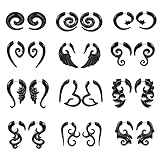 KIFEDSLJ Tribal Spiral Fake Gauges Acrylic Ear Tapers Punk Black Round Spiral Acrylic Fake Gauges Expanders Earring Tunnel Plugs Piercing for Women Body Jewelry (12pairs)