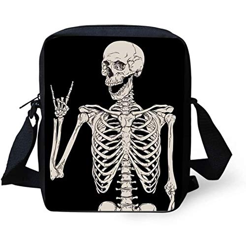 COEQINE Bolsa tiracolo feminina com estampa de caveira floral, mochila de viagem multiuso, bolsa de ombro, Caveira Rock and Roll, One Size