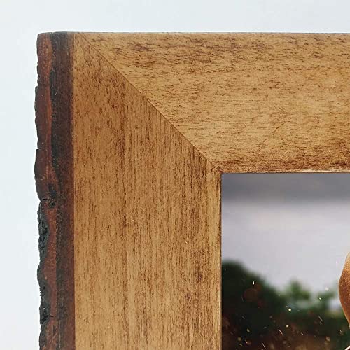 Ikeree 2 Pcs Sets 4X6 And 6X8 Inch Picture Frames With Natural Bark Edges,Rustic Brown Wood Photo Frame For Tabletop Or Wall Mounting Display #TOP3