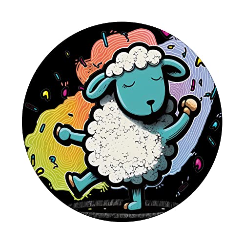 Funny Colorful Sheep PopSockets Swappable PopGrip, Black - Image 3