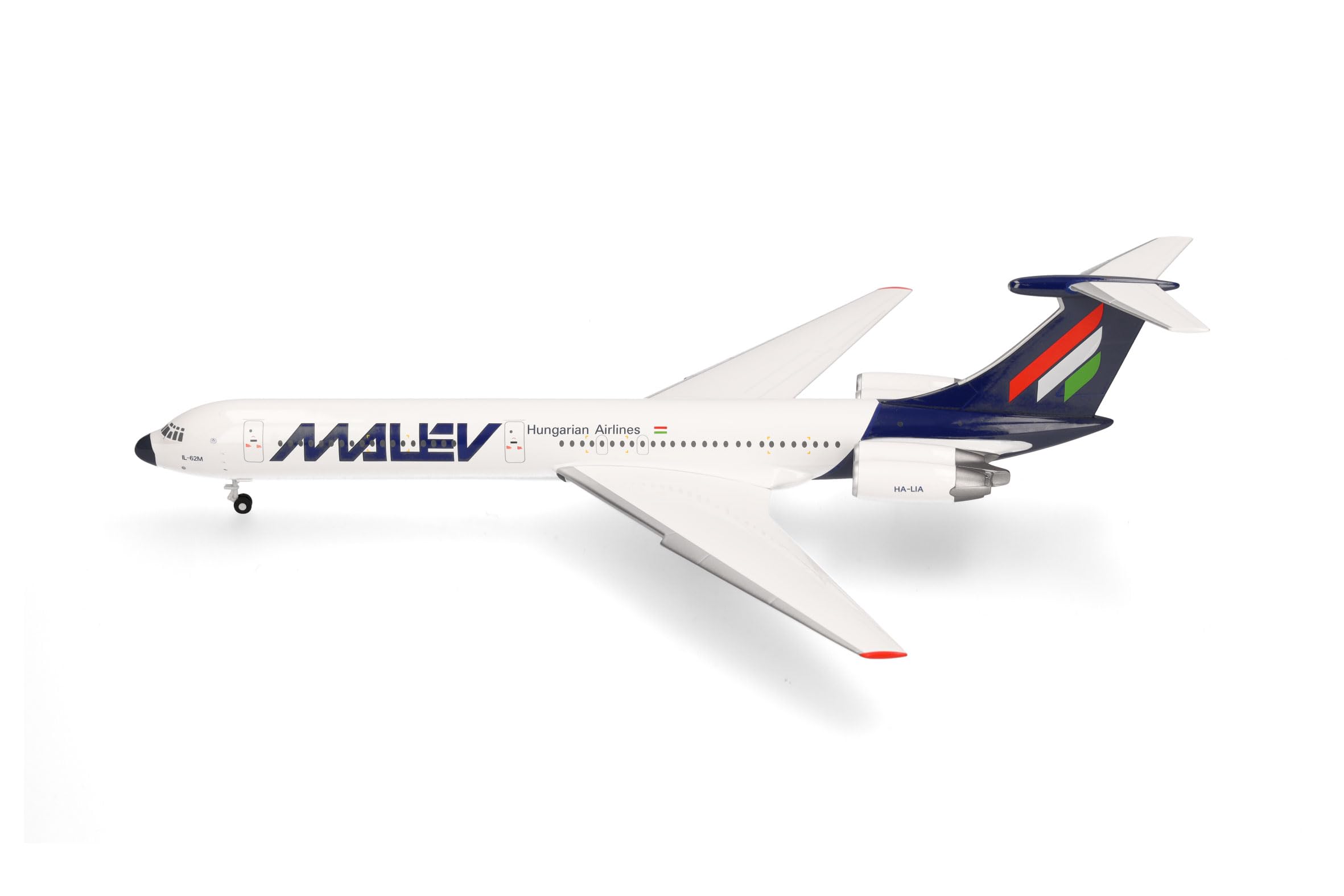 herpa modèle d'avion Malév Hungarian Airlines Ilyushin IL-62M, Miniature à l'échelle 1:200, pièce de Collection, modèle sans Support, métal