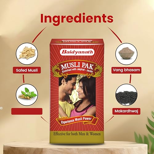 Image of BAIDYANATH AYURVED Musli Pak - Made with Pure Safed Musli for Strength and Vitality - 250 G Powder (Pack of 2)
