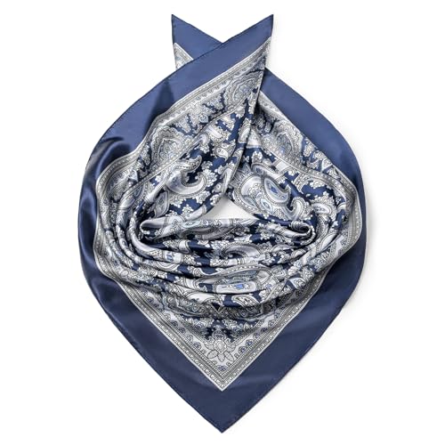 Image of 35 inch Men's Silk Cowboy Scarf - Oversized Western Bandana Neckwear, Large Square Scarf with Gift Packaging