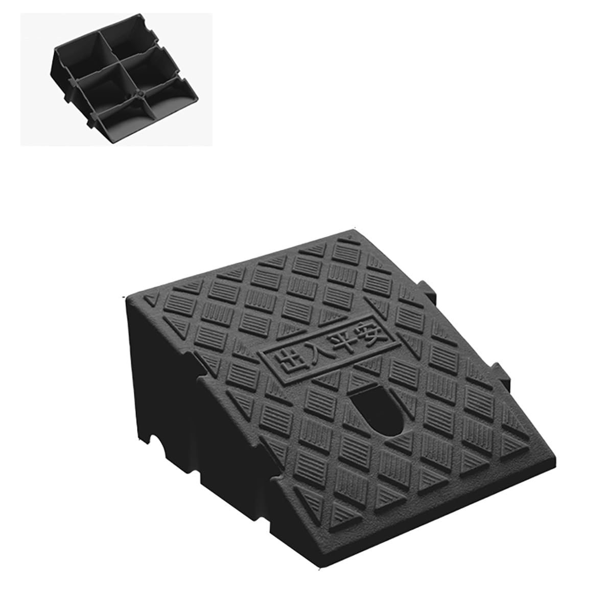 Portable Wheelchair Ramp - Non-Slip Curb Ramp - 6in & 7in Rise(Black,25x45x19CM)