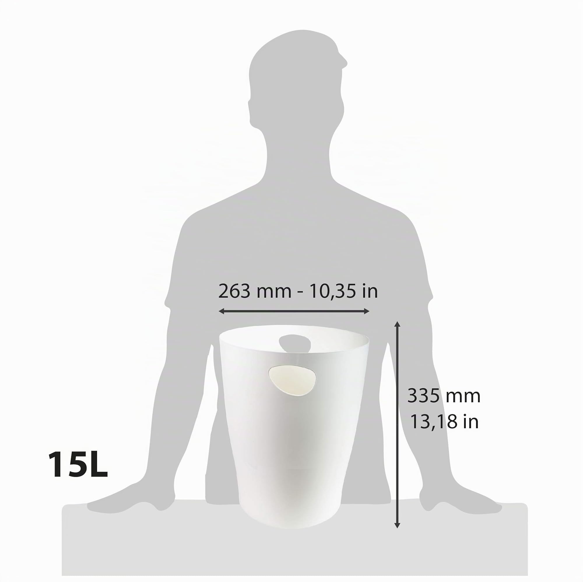 Exacompta 45313D ECOBIN Papierkorbiter mit Griffen. Eleganter und robuster Papierkorb und Mülleimer im modernen Design weiß 15 L – Bild 5