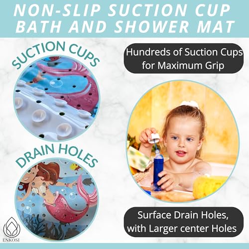 Image of Mermaid Bath Mat - Bath Grips for Tub Kids - Anti Slip Bath Mat for Kids - Bath Mat for Baby - Bath Mat for Toddler - Tub Mat for Baby - Bathtub Safety for Toddlers - Bathtub Mat Kids (Bath Mermaid)