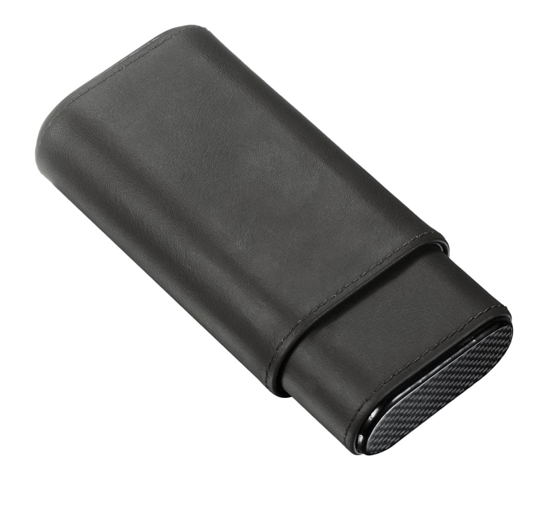 Visol Burgos Black Leather Cigar Case - Holds 3 Cigars