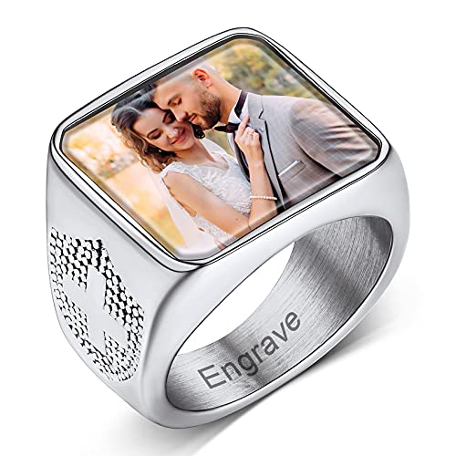 Custom4U Personalized Rings for Men,Photo & Name Engraved Sizes 11 - image 1