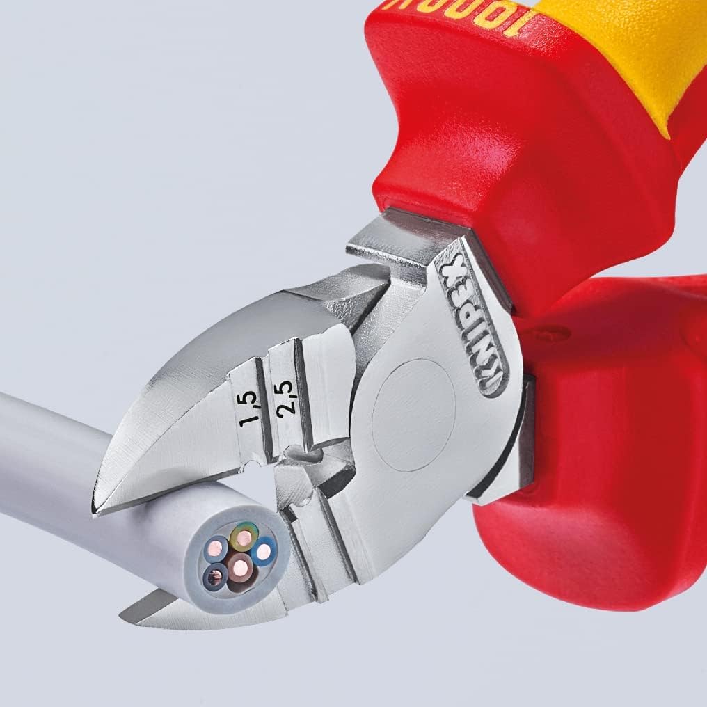 Knipex Pince à dénuder coupante de côté chromée isolées par gaines bi-matière, certifiées VDE 160 mm, 14 26 160