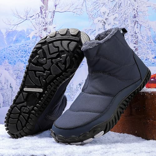 Image of Men's and Women's Barefoot Hiking Boots | Zero Drop Winter Snow Boots with Wide Toe Box | Slip-On Waterproof Ankle Booties | Minimalist Five-Finger Sneakers for Outdoor Hiking and Walking