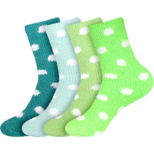 Image of BambooMN Women's Super Soft Fuzzy Socks, Polka Dot, Gradient, Snowflake, Featherlight Cuff - Assorted Colors