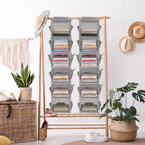 2Pack-Hanging-Closet-Organizer-6-Tier-Hanging-Storage-Shelves-Foldable-Clothes-Organization-Wardrobe-Organiser-with-18-Side-Pockets-for-Home-Bedroom-Organization-Clothes-Accessories