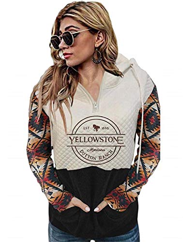 Yellowstone Hooded Sweatshirt for Women Long Sleeve Casual Pullover Drawstring Hoodies with Pocket
