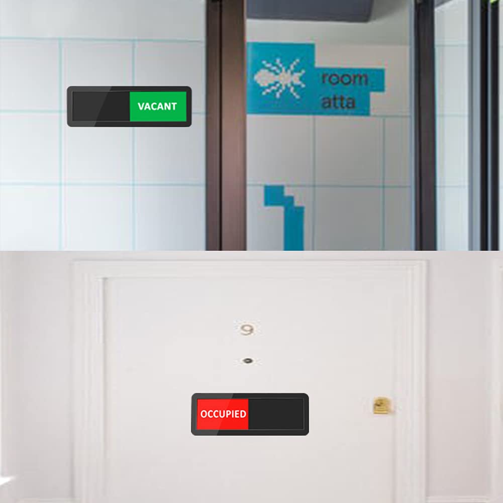 3 Plaques Indicateur Porte Toilette/bureau Sewroro - Panneau Coulissant Vert/noir - Pour Confidentialité