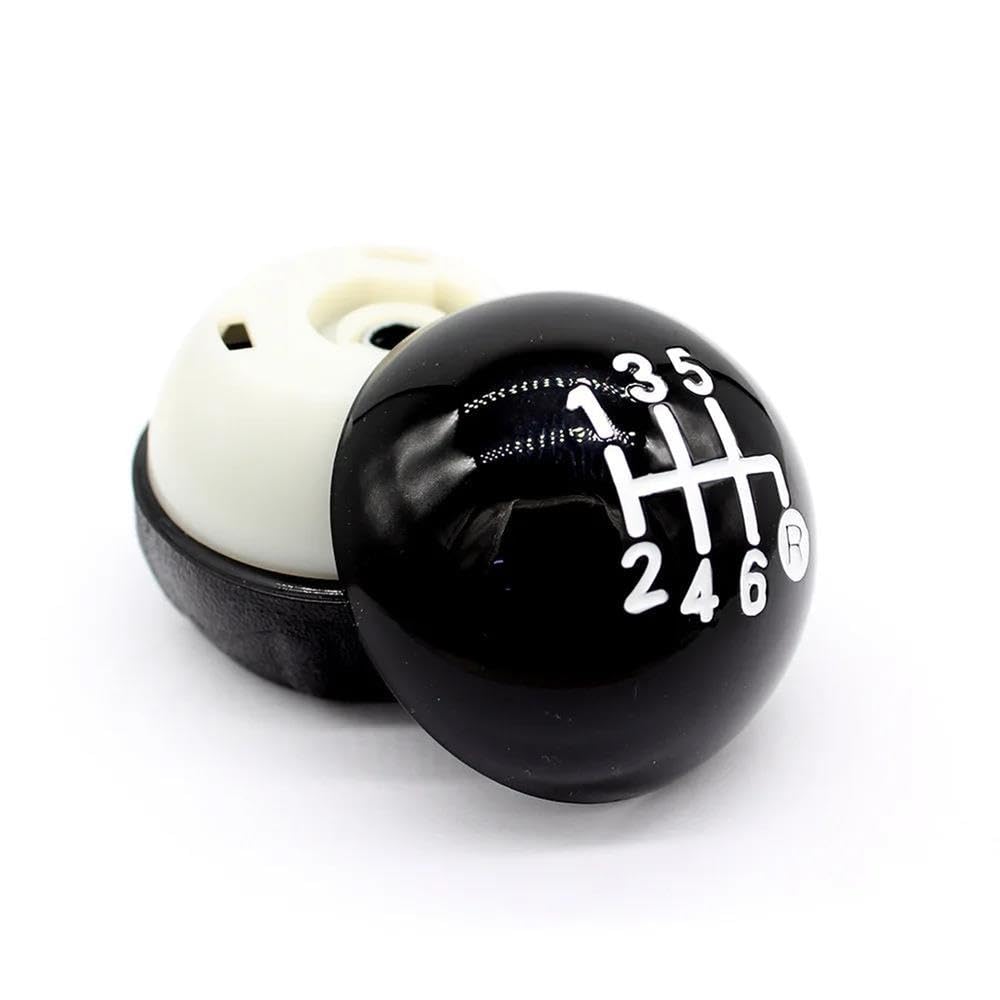 Poanbcgy Black 6 Speed Shift Ball Joint Black Silver 5 6 Speed Car Shift Knob Gear Knob For Fiat 500 500C 2012-2013 Car Styling Auto Accessories(Black 6 Speed)