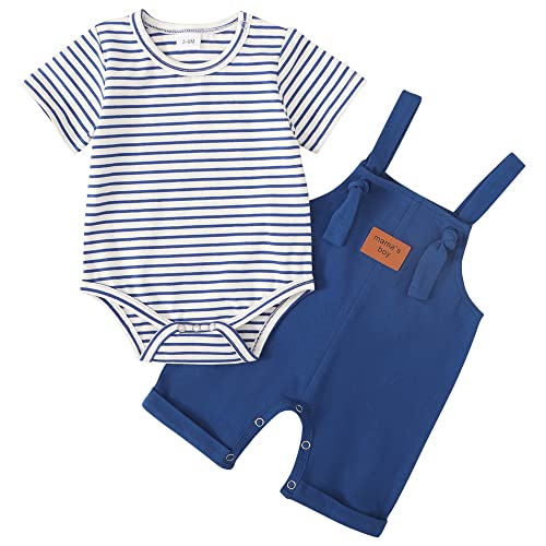 Image of nilikastta Newborn Baby Boy Clothes Infant Boy 2Pcs Top Romper Bodysuit Set 0-18 Months Overalls